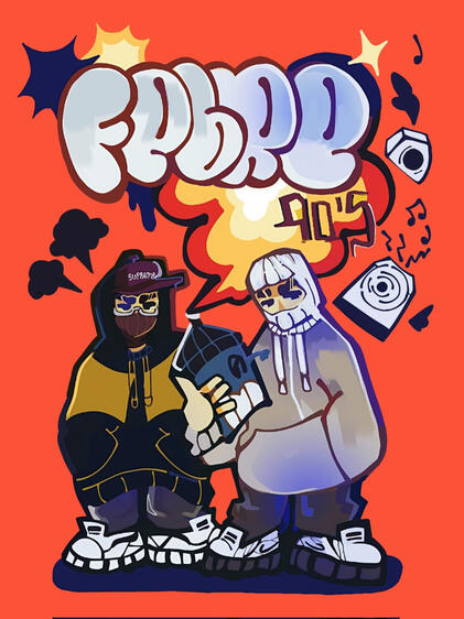 dois personagens de corpo inteiro +cenário simples